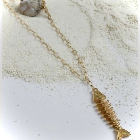 Colar duplo Escama + pedra