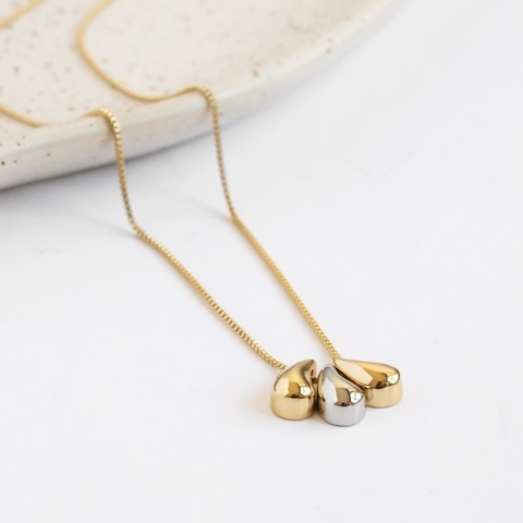 Colar gota prata e dourado - comprar online