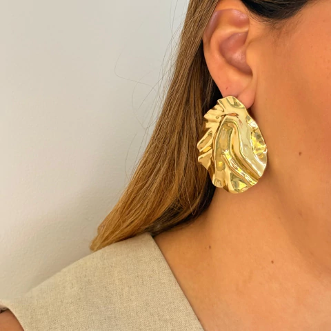 Brinco orgânico Dourado folha - comprar online