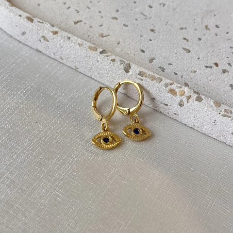 Brinco Argolinha mão de Fátima ou olho grego - comprar online