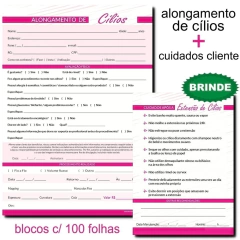 Ficha Anamnese 50 folhas de cada Alongamento De Cílios + Cuidados Ao Cliente na internet