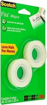 Fita Mágica 3m 12mm X 20metros com 2 Rolos scotch fita para cilios