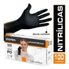 Luva Nitrílica (M),(P),ou (G) preta 100 peças sem Pó com - comprar online