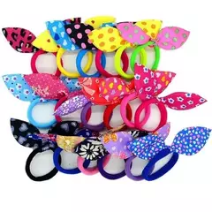 Lacinho de cabelo kit com 4 Rabicó de cabelo Elásticos Amarrador de Cabelo xuxinhas lindos orelha de coelho - comprar online
