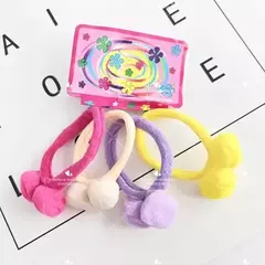 rabico de cabelo kit com 4 pompom com enfeite lacinhos de cabelo Elásticos Amarrador de Cabelo xuxinhas lindos - comprar online