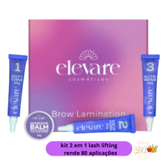 Imagem do brow lamination lash lifting kit 2 em 1 elevare grátis adhesive balm+pasta modeladora modelle 80 aplicações