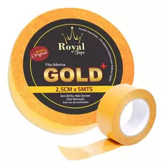 Fita Adesiva Gold + 5 Mts 2,5cm Prótese Capilar. dupa face amarela incolor