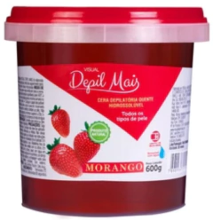 Cera Depilatória Quente morango Natural Visual Depil Mais 600g Hidrossolúvel - comprar online
