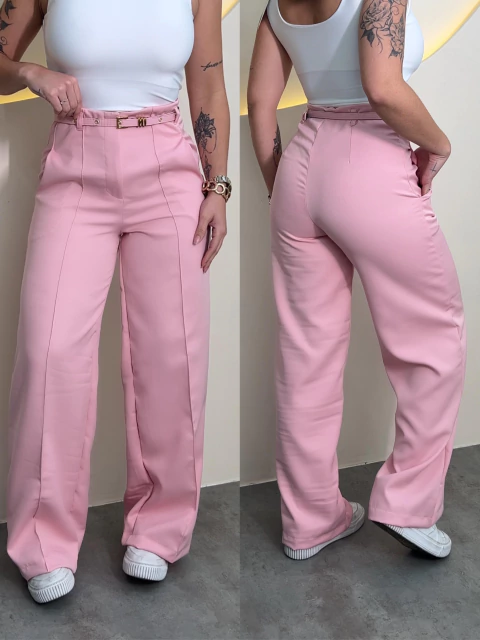 Calça Alfaiataria Pantalona Liz Rosa - comprar online