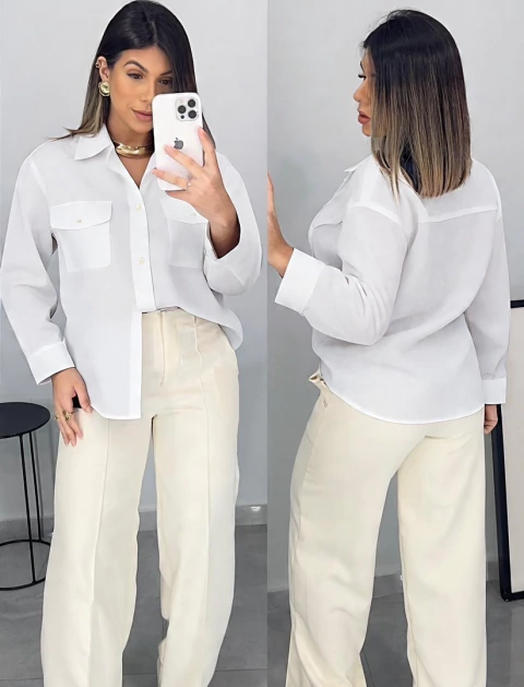 Camisa suede livia Gelo - comprar online