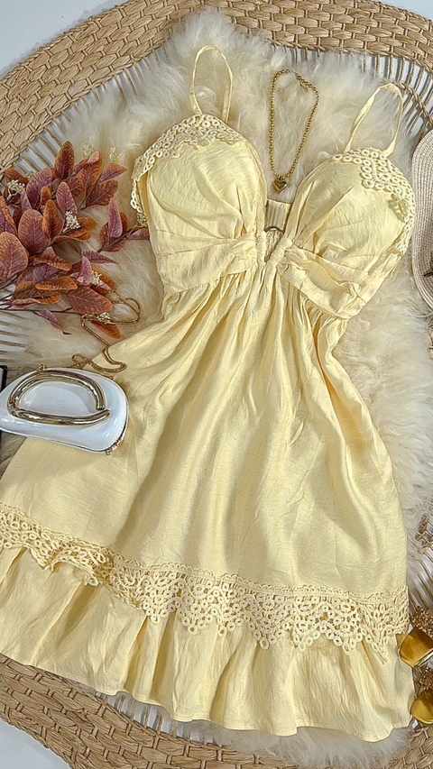 Vestido no crepe e renda guipper Cindy - comprar online