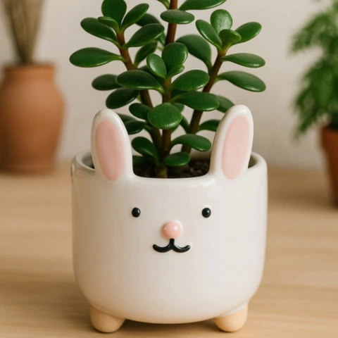 Maceta Animal Conejo Blanco - comprar online