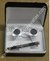 Kit Abotoadura - Prata Quadrada Detalhada com Círculo Preto Interno - COD: AF663