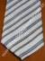 Gravata Tradicional - Branca com Listras em Azul Marinho e Preta-COD: KC294