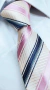 Gravata Semi Slim - Rosê Claro com Linhas Diagonais Detalhadas em Rosa Claro e Azul Marinho - COD: HB183 - IMPÉRIO DAS GRAVATAS LTDA