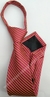 Gravata de Zíper Juvenil - Rosa Pink Escuro com Riscas Amarelas - COD: KIZ48