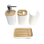 Set Baño 4 Piezas Bambu Jabonera Vaso Organizador Dispenser - comprar online