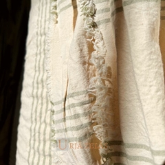 LINO-TUSOR ANDES - CRUDO/VERDE PRADO (2,60mts ancho) 5 RAYAS