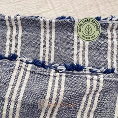TUSOR DE LINO - TRES RAYAS - AZUL MARINO (2.50mts ancho) - tienda online