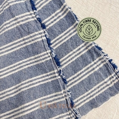 TUSOR DE LINO - TRES RAYAS - AZUL MARINO (2.50mts ancho) - comprar online