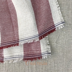 LINO RUSTICO - RAYA ANCHA - LINEN/CARMESI (2.80mts ancho)