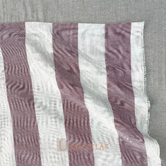 LINO RUSTICO - RAYA ANCHA - LINEN/CARMESI (2.80mts ancho) - comprar online