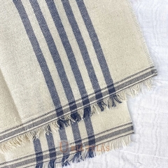 LINO RUSTICO - 5 RAYAS - AZUL MARINO/CRUDO - POSITIVO (2.80mts ancho) - comprar online