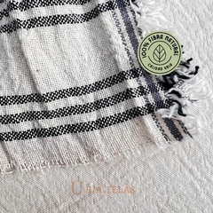TUSOR DE LINO - TRES RAYAS - CRUDO/GRIS LONDRES (2.50mts ancho) - tienda online