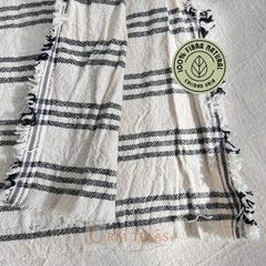 TUSOR DE LINO - TRES RAYAS - CRUDO/GRIS LONDRES (2.50mts ancho) - comprar online