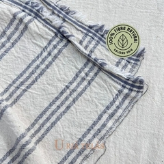 TUSOR DE LINO - TRES RAYAS -CRUDO/GRIS CENIZA (2.50mts ancho) - comprar online