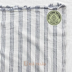 TUSOR DE LINO - TRES RAYAS -CRUDO/GRIS CENIZA (2.50mts ancho) - Urja Kuna Telas