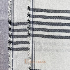 LINO RUSTICO - 5 RAYAS - CRUDO/GRIS LONDRES - POSITIVO (2.80mts ancho) - comprar online