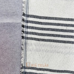 LINO RUSTICO - 5 RAYAS - CRUDO/GRIS LONDRES - POSITIVO (2.80mts ancho) - Urja Kuna Telas