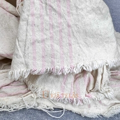 LINO-TUSOR ANDES - CRUDO/ROSA (2,60mts ancho) 5 RAYAS - Urja Kuna Telas