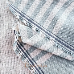 LINO RUSTICO - 5 RAYAS - AQUA /CRUDO - NEGATIVO (2.80mts ancho) - Urja Kuna Telas
