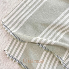 LINO RUSTICO - 5 RAYAS - VERDE PALTA /CRUDO - NEGATIVO (2.80mts ancho) - comprar online