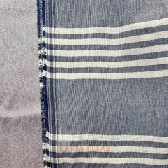 LINO RUSTICO - 5 RAYAS - AZUL MARINO / CRUDO - NEGATIVO (2.80mts ancho) - Urja Kuna Telas