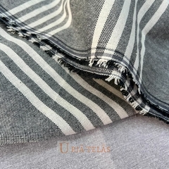 LINO RUSTICO - 5 RAYAS - GRIS LONDRES/CRUDO - NEGATIVO (2.80mts ancho) - tienda online