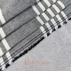 LINO RUSTICO - 5 RAYAS - GRIS LONDRES/CRUDO - NEGATIVO (2.80mts ancho)