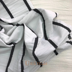 TUSOR BAHAMAS - BLANCO Y GRIS GRAFITO (2.60 mts ancho)
