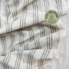 Imagen de TUSOR DE LINO - TRES RAYAS - CRUDO/VERDE PRADO (2.50mts ancho)