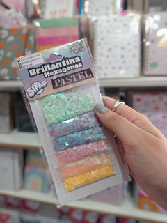 BRILLANTINA HEXÁGONOS PASTELES