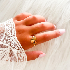 ANILLO CORAZÓN LISO CON PALABRA ¨LOVE¨ - AD - tienda online