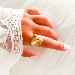 ANILLO GOTA IRREGULAR ANCHA CON STRASS - AD - comprar online