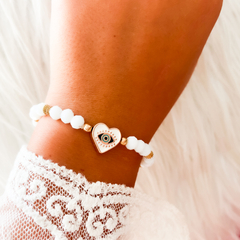 PULSERA CORAZÓN PROTECTOR ESMALTADO Y CRISTALES - comprar online
