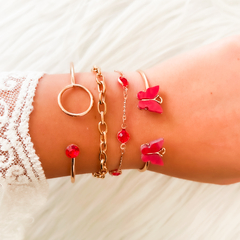 SET PULSERAS RED BUTTERFLIES - comprar online