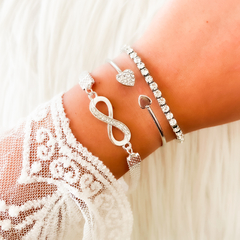 SET PULSERAS INFINITE STRASS - PLATEADO