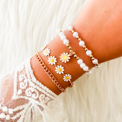 SET PULSERAS PEARL DAISY - Anthea Accesorios