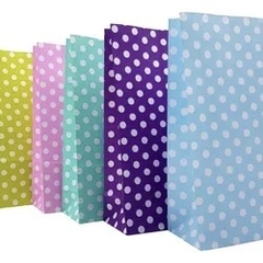 BOLSAS SOUVENIR X 10 - ROSA CON PUNTOS BLANCOS