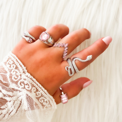 SET ANILLOS WYNN - PLATEADO Y ROSA - comprar online